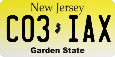 NJ license plate C03IAX
