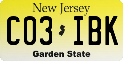 NJ license plate C03IBK