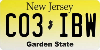 NJ license plate C03IBW