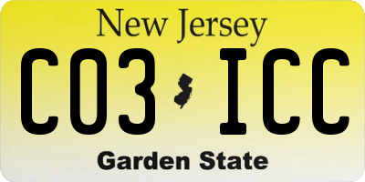NJ license plate C03ICC