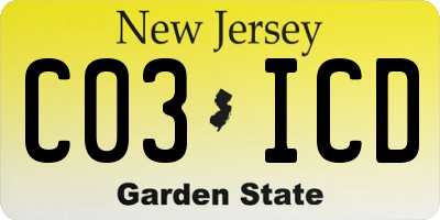 NJ license plate C03ICD