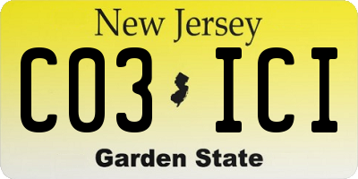 NJ license plate C03ICI