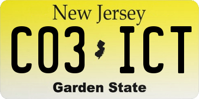 NJ license plate C03ICT