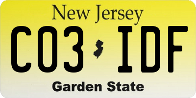 NJ license plate C03IDF