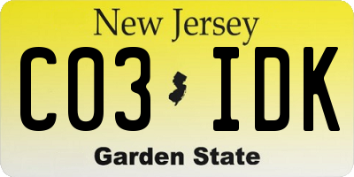 NJ license plate C03IDK