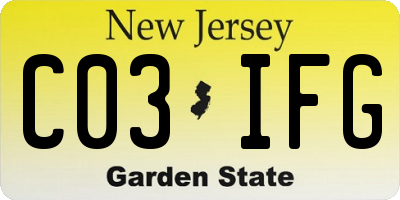 NJ license plate C03IFG