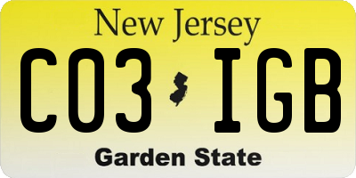 NJ license plate C03IGB