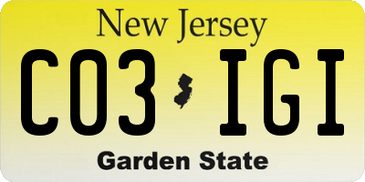 NJ license plate C03IGI