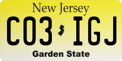 NJ license plate C03IGJ