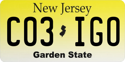NJ license plate C03IGO