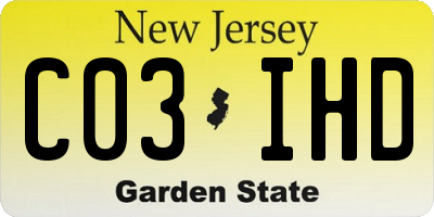 NJ license plate C03IHD