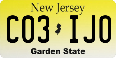 NJ license plate C03IJO