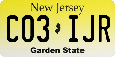 NJ license plate C03IJR
