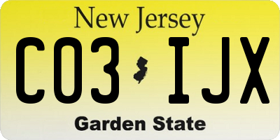 NJ license plate C03IJX