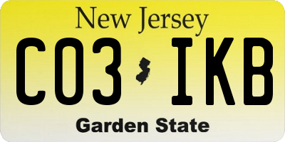NJ license plate C03IKB