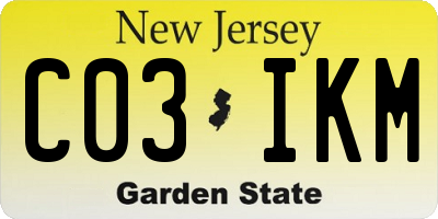NJ license plate C03IKM