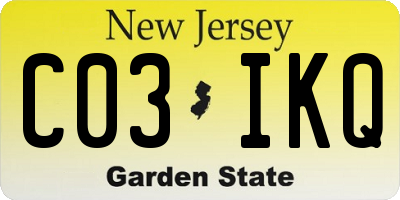 NJ license plate C03IKQ