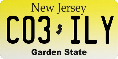 NJ license plate C03ILY