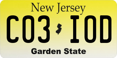 NJ license plate C03IOD