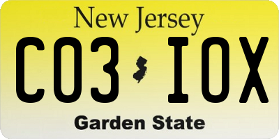 NJ license plate C03IOX