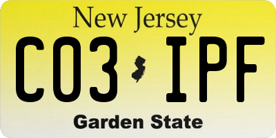NJ license plate C03IPF