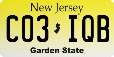 NJ license plate C03IQB