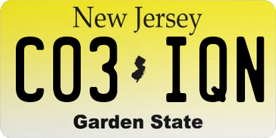 NJ license plate C03IQN