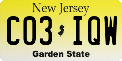 NJ license plate C03IQW