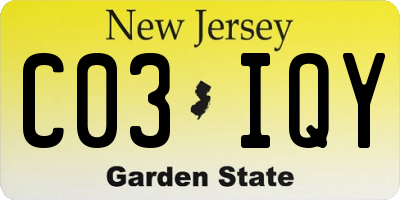 NJ license plate C03IQY