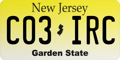 NJ license plate C03IRC