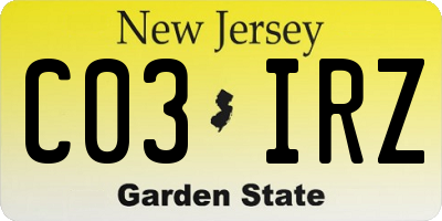 NJ license plate C03IRZ