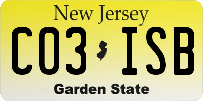 NJ license plate C03ISB