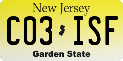 NJ license plate C03ISF