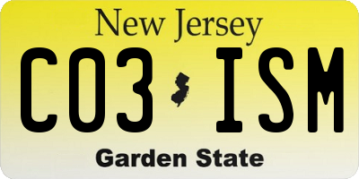 NJ license plate C03ISM