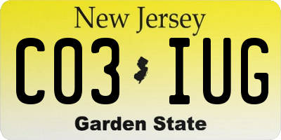 NJ license plate C03IUG