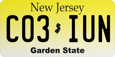 NJ license plate C03IUN