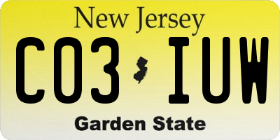 NJ license plate C03IUW
