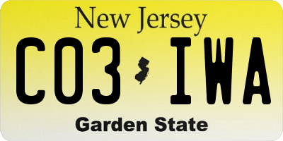 NJ license plate C03IWA