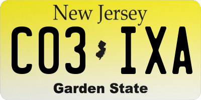 NJ license plate C03IXA