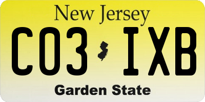 NJ license plate C03IXB