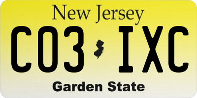 NJ license plate C03IXC