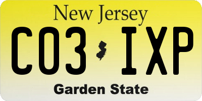 NJ license plate C03IXP