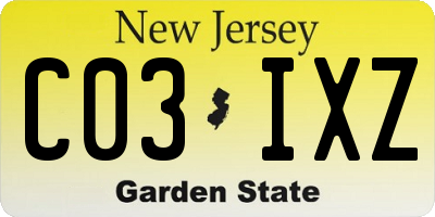 NJ license plate C03IXZ