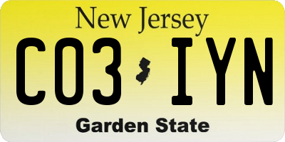 NJ license plate C03IYN