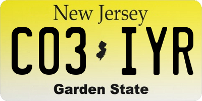 NJ license plate C03IYR