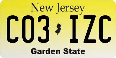 NJ license plate C03IZC