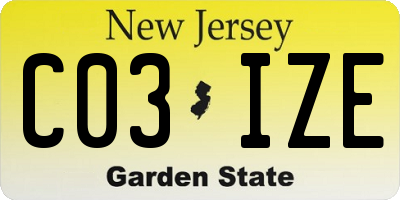 NJ license plate C03IZE