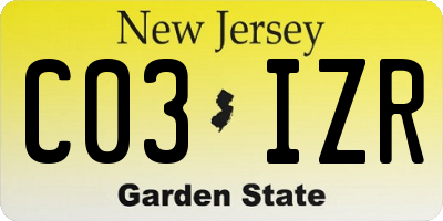 NJ license plate C03IZR