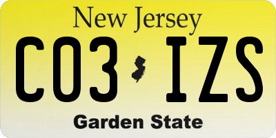 NJ license plate C03IZS