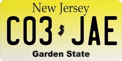 NJ license plate C03JAE